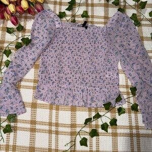 Floral Lavender Smocked Top